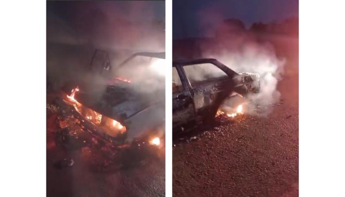 Três Barras – Veículo é destruído por fogo